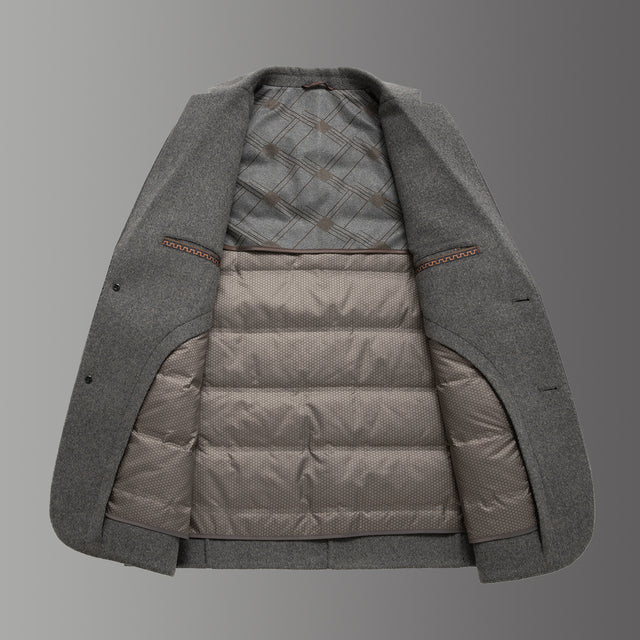 Men's Wool-Blend Plaid Overcoat with Liner