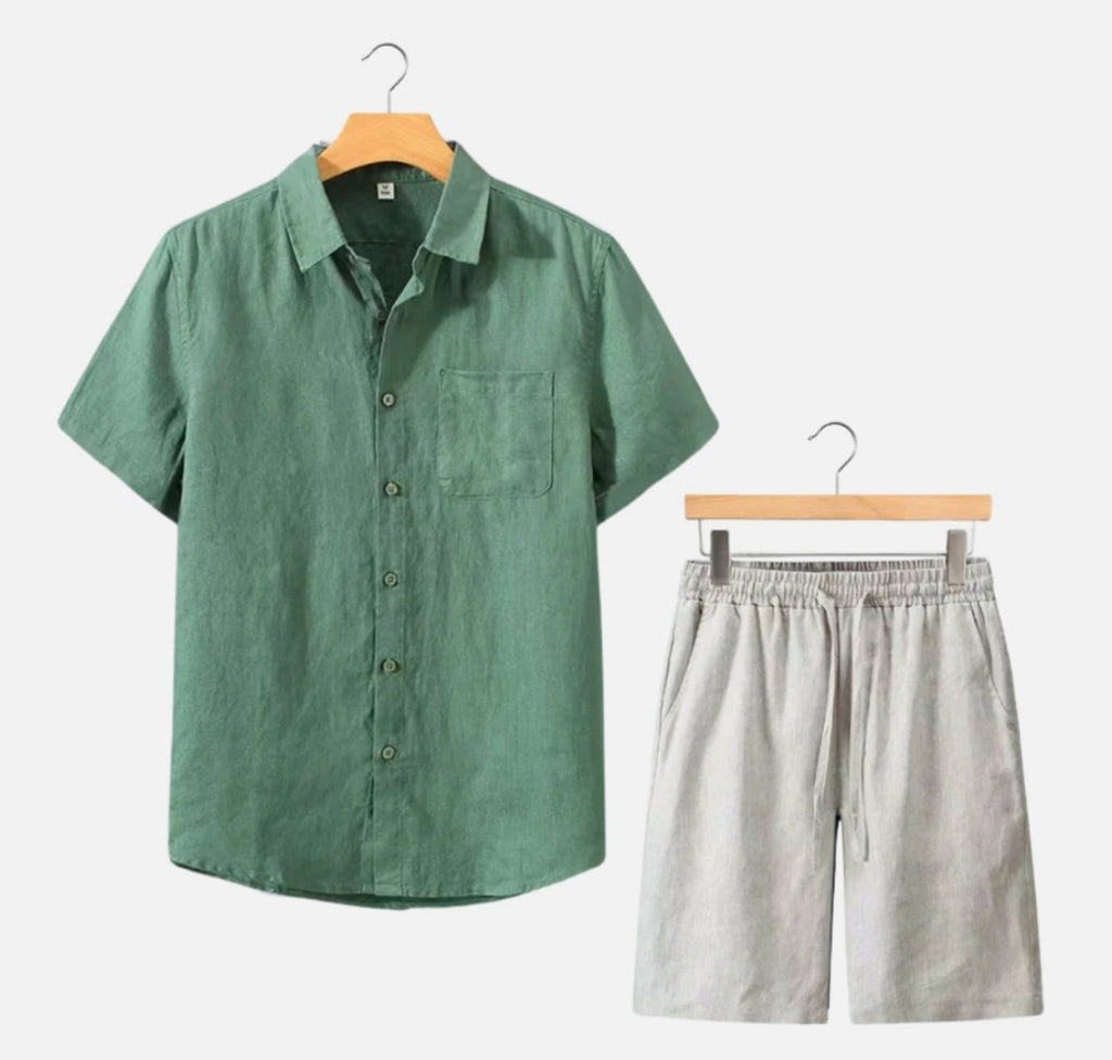 Linen Shirt Men's Short-sleeve Suit