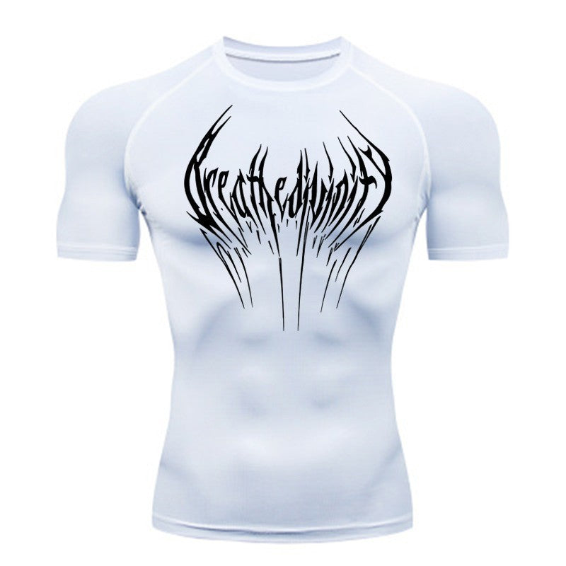 Short-sleeve Black Fitness T-shirt Men's Muscle