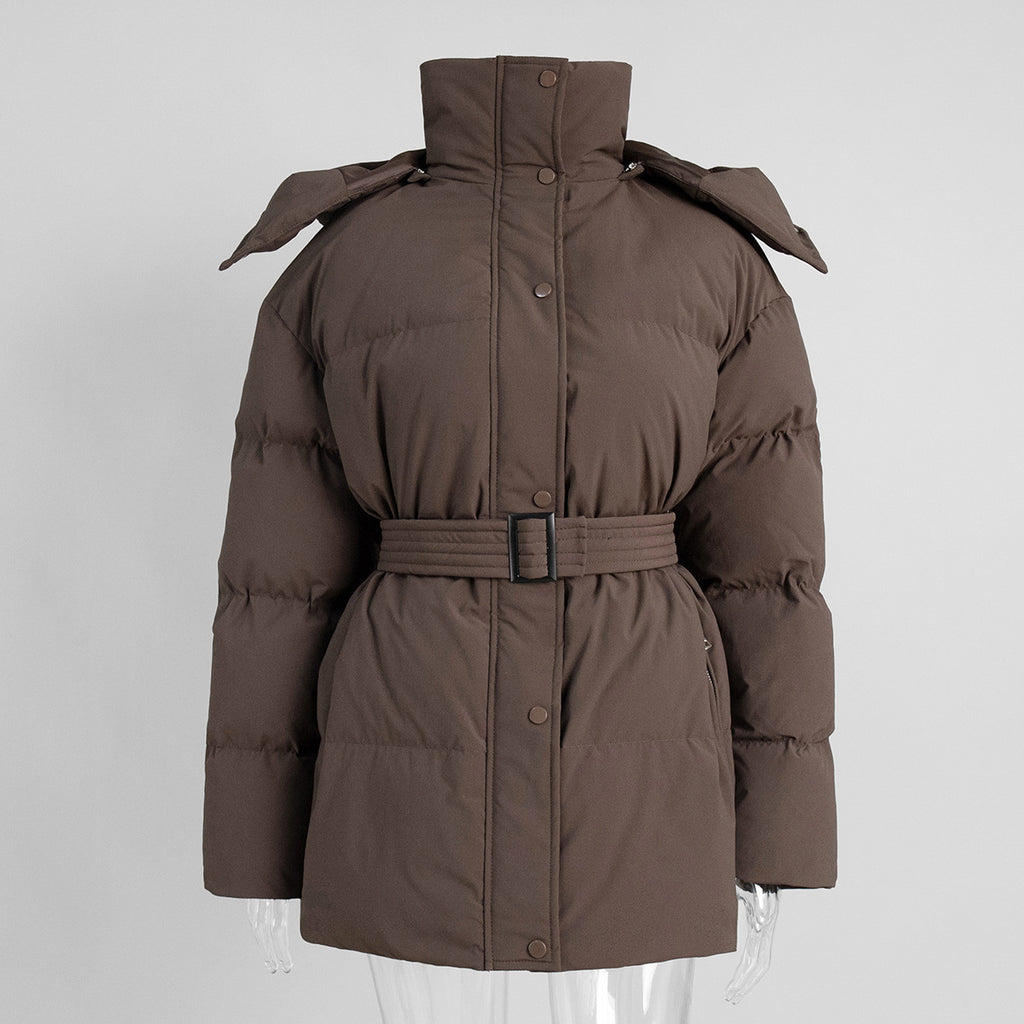 Women's Hooded Belted Padded Winter Jacket - Coalboyz product image 5