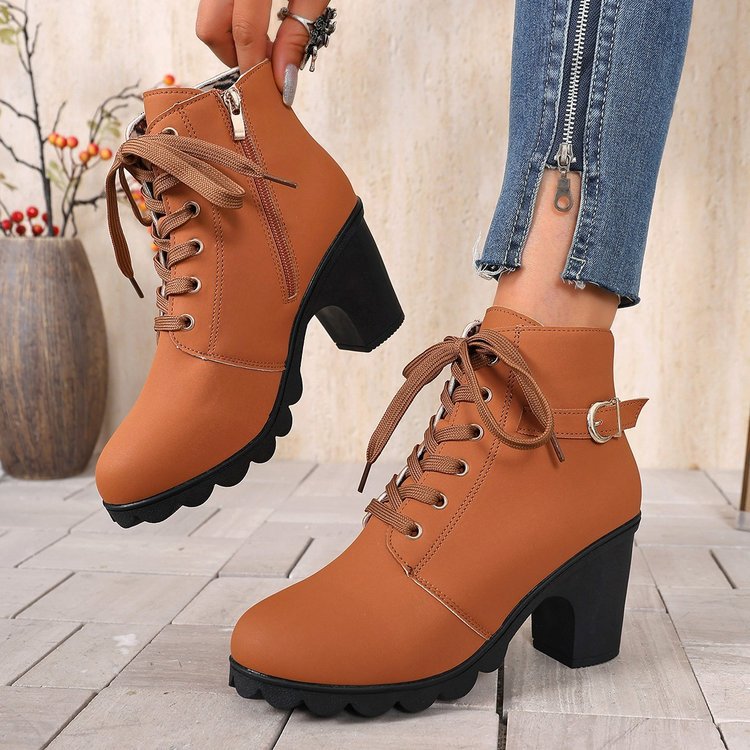 Women's Lace-Up High-Heel Ankle Boots – product photo