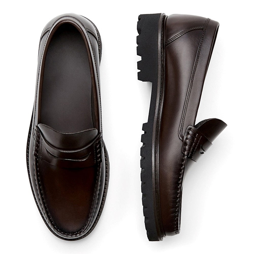 Men's Loafers Leather Shoes First Layer Cowhide Simple Casual Soft Sole Shoes