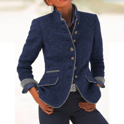 Multi-button Color Matching Women's Woolen Jacket