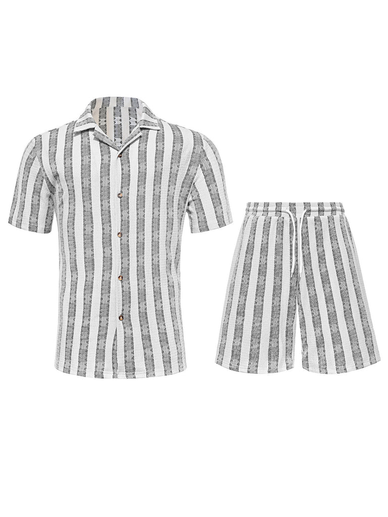 Men's Casual Resort Shirt And Loose Shorts Set