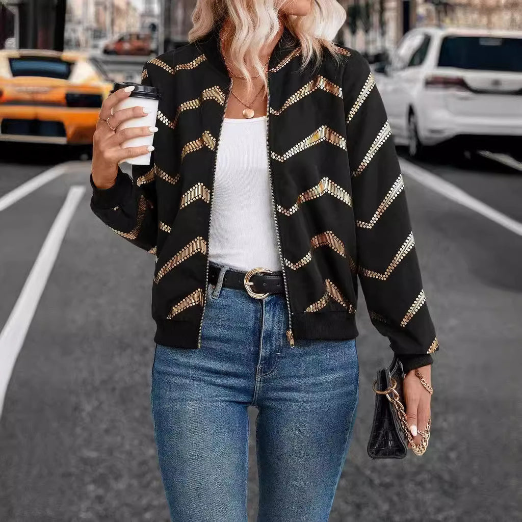 Women's Spring Zigzag Gold-printed Jacket