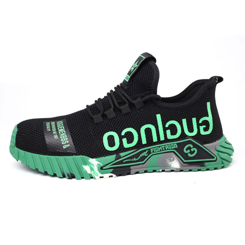 Indestructible Steel Toe Work Shoes For Men Letter Print Puncture Proof Sneakers