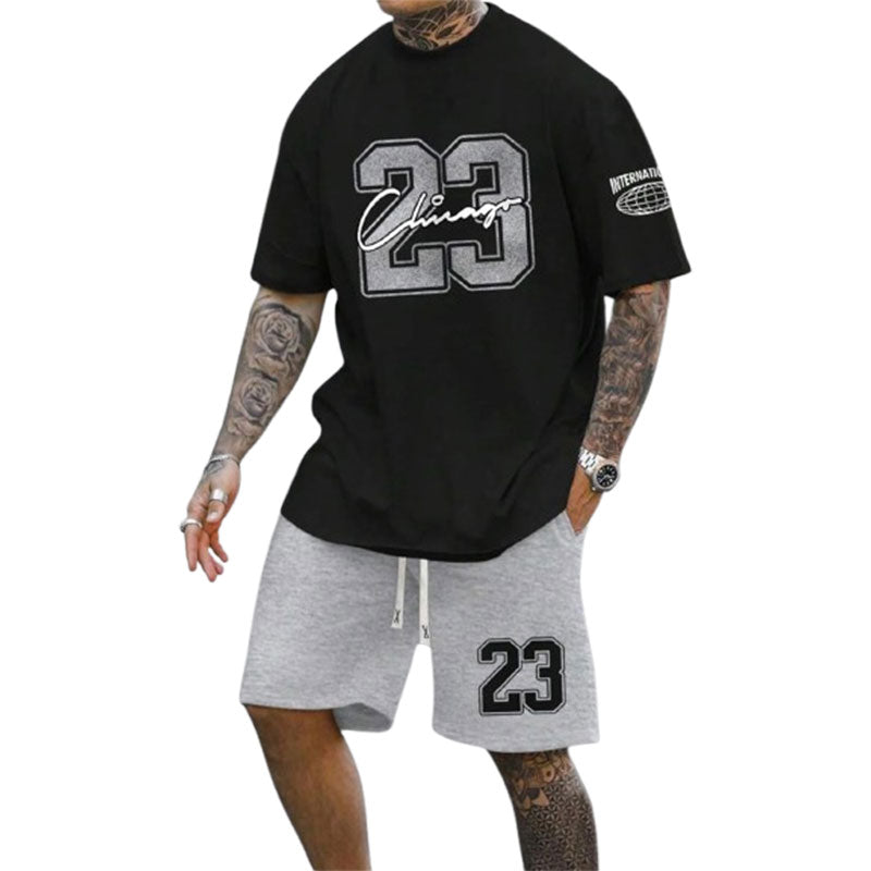Men's Casual Short-sleeved Color Matching Shorts