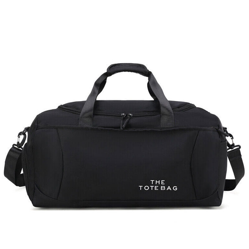 Large 52x27x25cm Black Gym Duffle Bag – Waterproof Sports Tote with Shoe Compartment & Adjustable Strap for Travel, Work, and Fitness