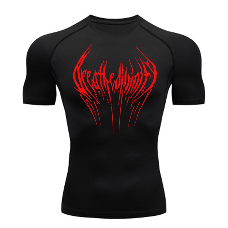 Short-sleeve Black Fitness T-shirt Men's Muscle