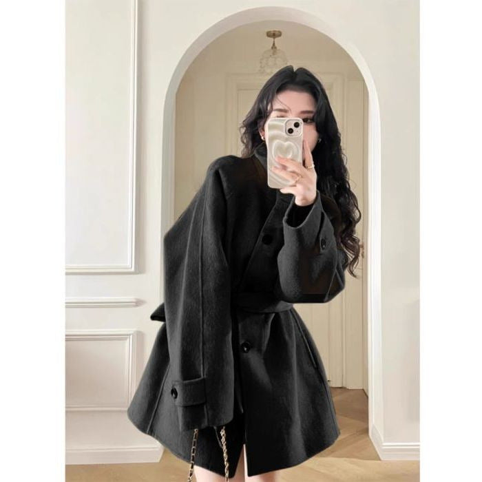 Korean Style Elegant High Sense Casual Short New Woolen Coat