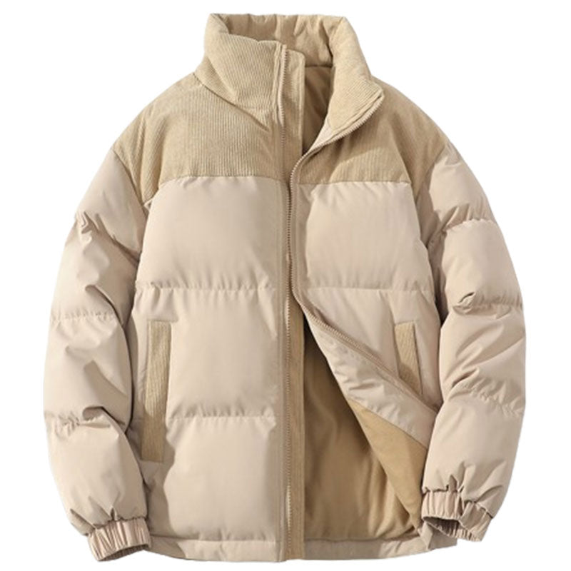 Winter Stand Collar Contrast-colored Coat Cotton Padded Jacket For Men Women Clothing