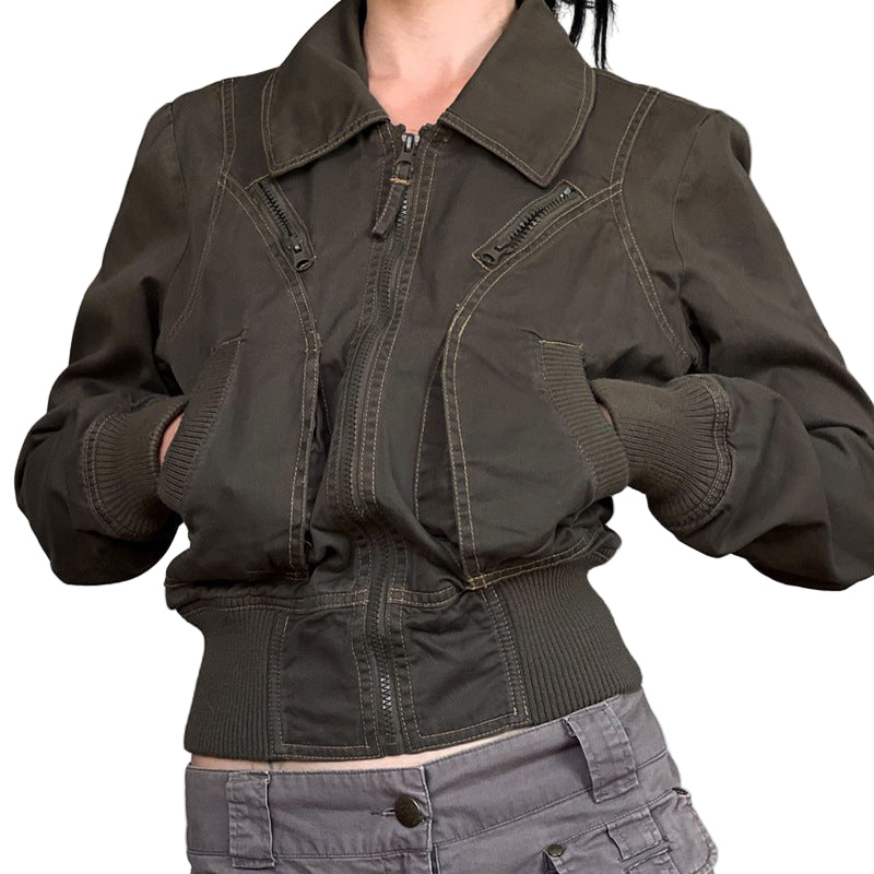 European And American Retro Lapels Cinched Bodycon Slimming Jacket