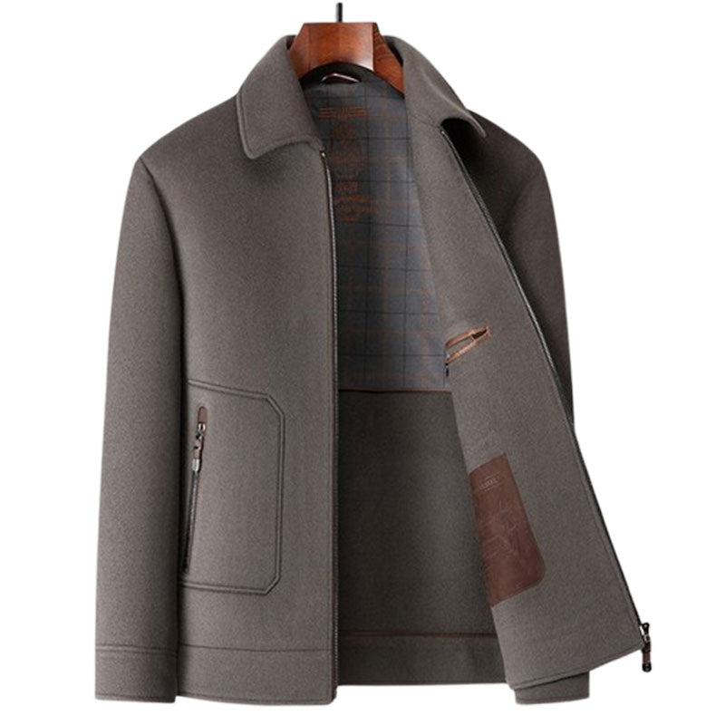 Casual Detachable White Duck Down Liner Lapel Pure Wool Jacket