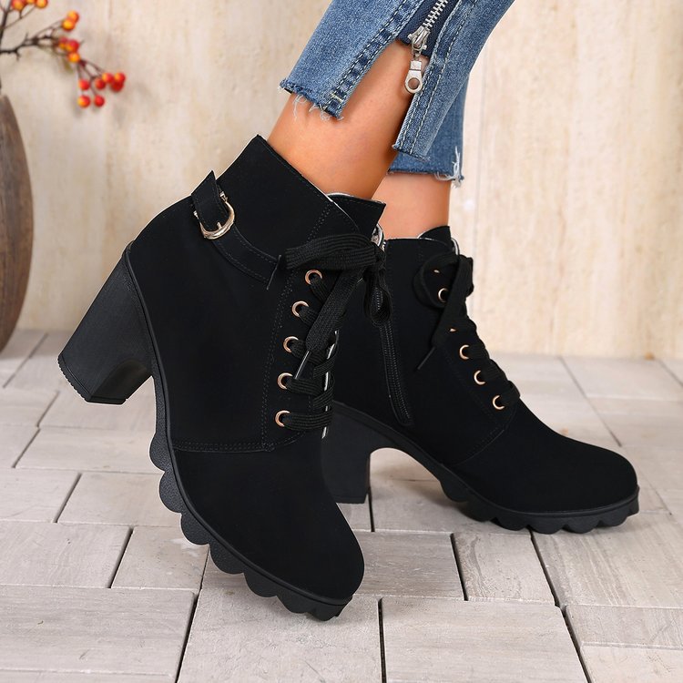 Women's Lace-Up High-Heel Ankle Boots - Coalboyz product image 10