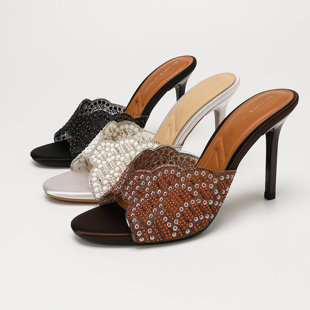 Women's Pearl-Detail Open-Toe Stiletto Sandals – product photo