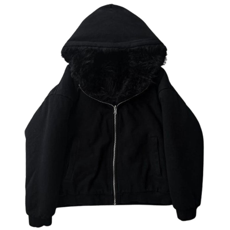 Double-sided Wear Short Wide BOXY Mountain Carved Cotton Jacket Jacket
