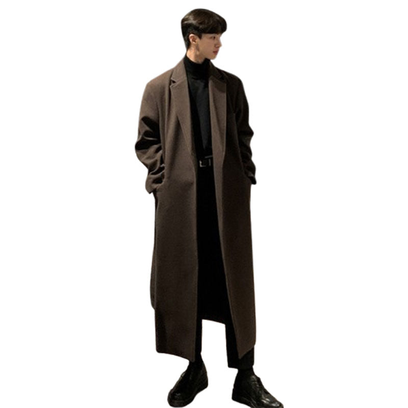 Thickened Belt Woolen Coat Men