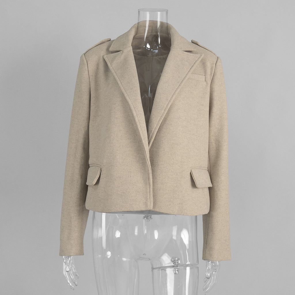 Women's Loose-Fit Wool-Look Lapel Jacket - Coalboyz product image 2