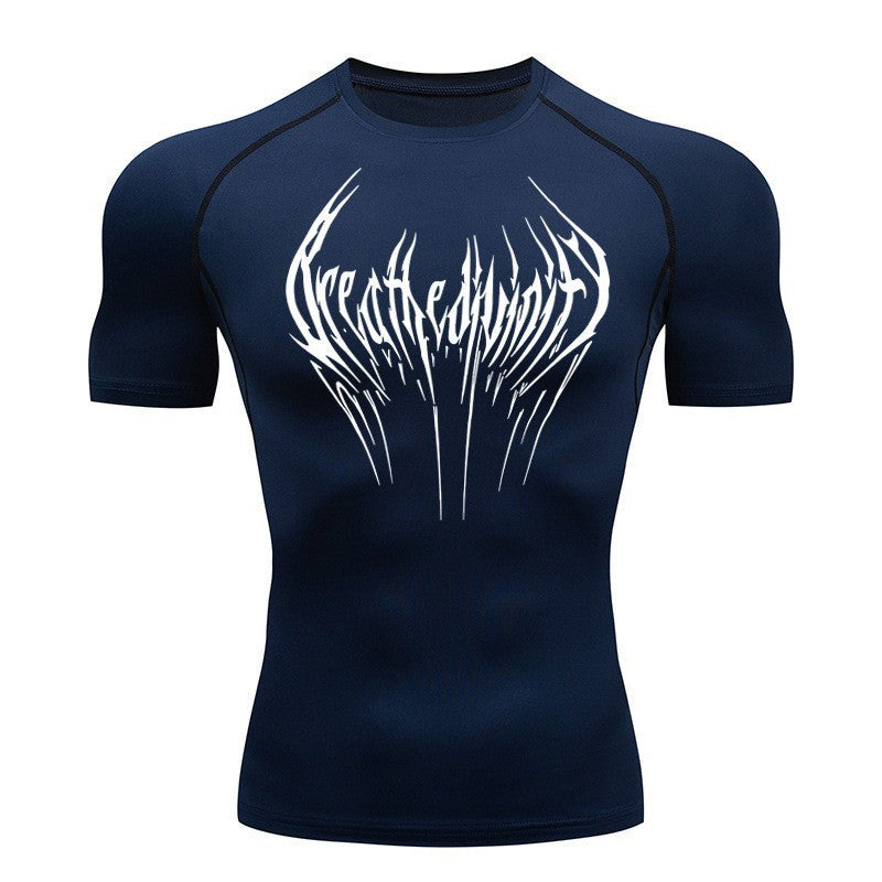 Short-sleeve Black Fitness T-shirt Men's Muscle