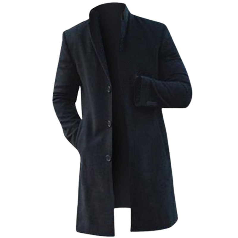Fashion Winter Men's Trench Long Jackets Coats Overcoat Classic Jackets Solid Slim Fit Outwear Hombre Men Clothes Khaki Black
