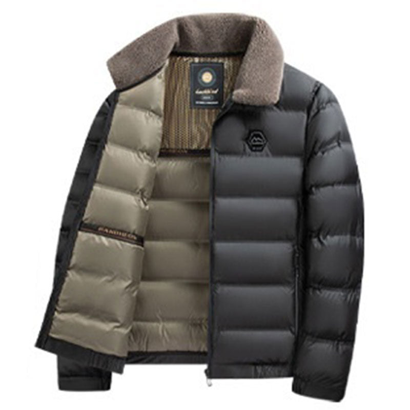Men's Winter Business Casual Lapels Fur Collar Coat