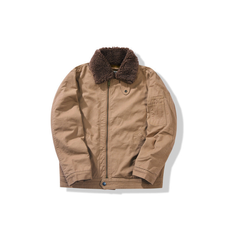 High Cashmere Fur Collar Wool Flight Jacket