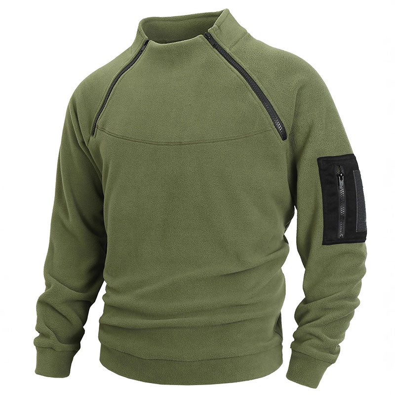 Stand Collar Long Sleeve Pullover Leisure Coral Fleece Coat Men