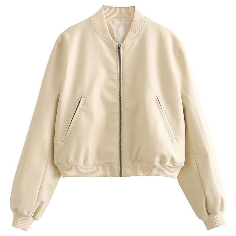 Women's Stand Collar Motorcycle Pilot Jacket
