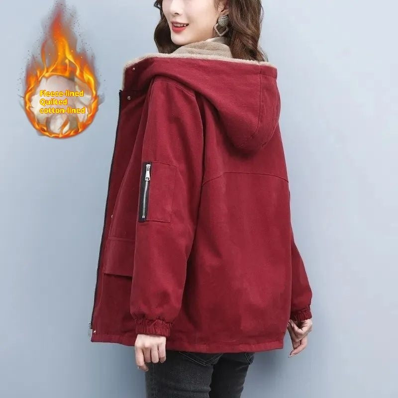 Fleece-lined Thick Loose Casual Korean Super Hot Cotton-padded Jacket