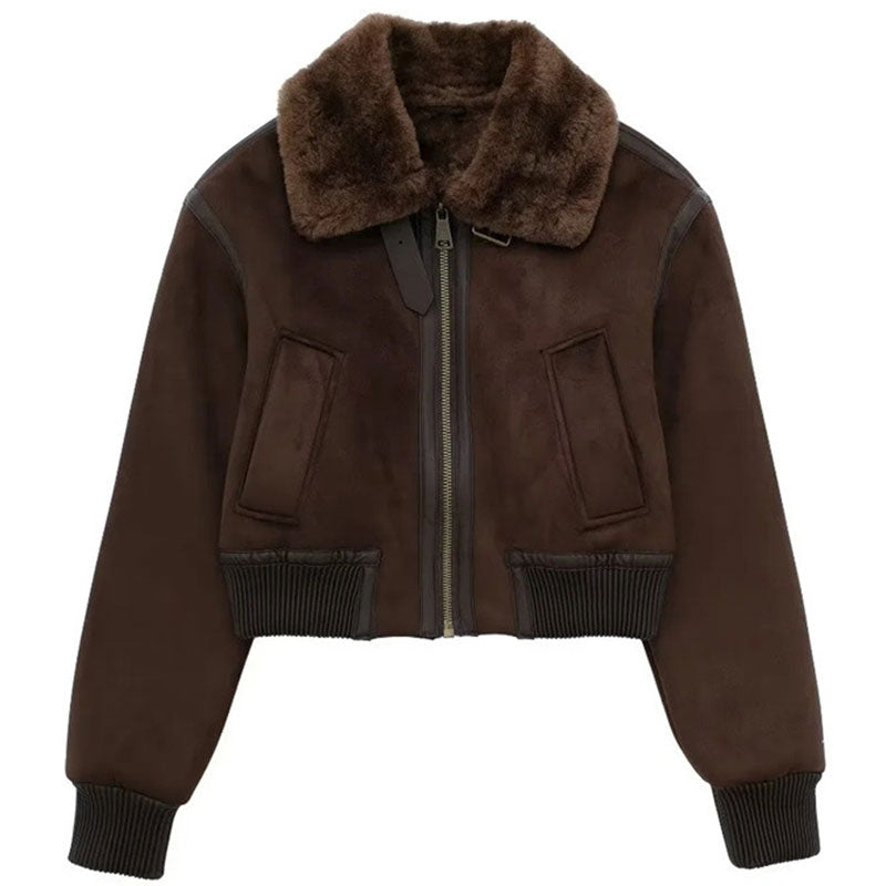 Warm Fur Integrated Loose Motorcycle Double-sided Jacket Jacket