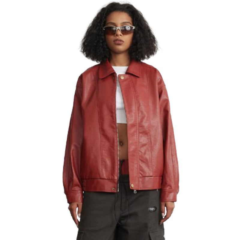 Leather Jacket Men And Women Special-interest Fashion Brand Sweet Cool Hot Girl Cropped Leather Coat