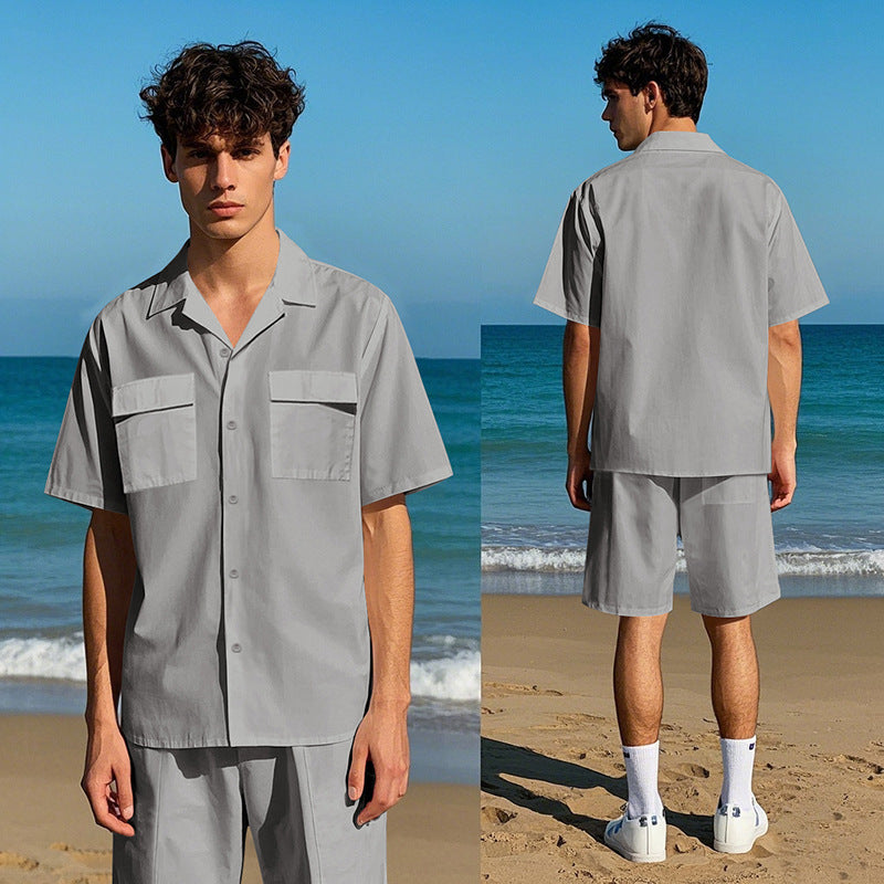 Solid Color Men's Sportswear Suit