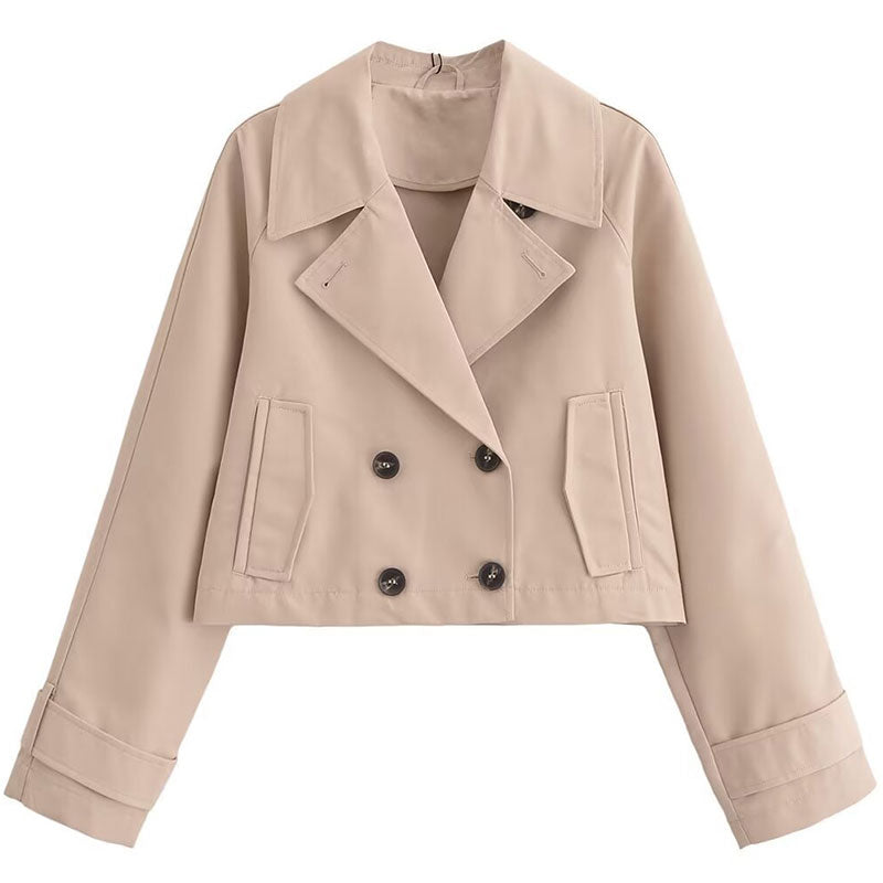 European And American Style Women's Clothing French Trench Coat Long Sleeve Elegant Jacket Coat