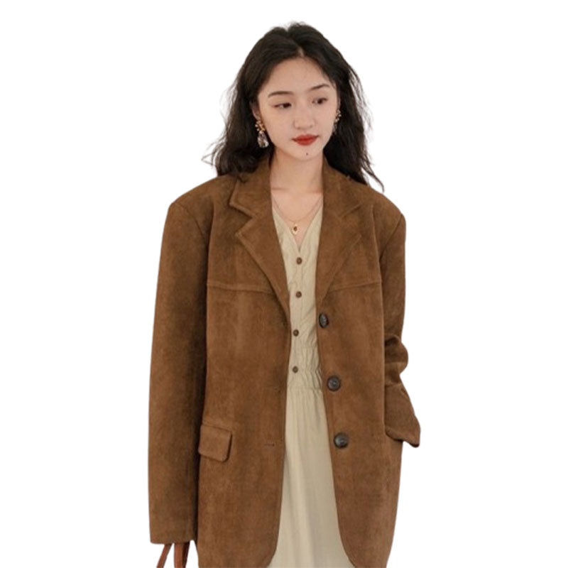 Dark Brown Coffee Suede Vintage Blazer