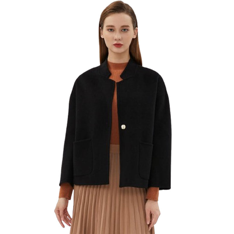 Small Stand Collar Loose Plus Size Small Woolen Easy Matching Coat