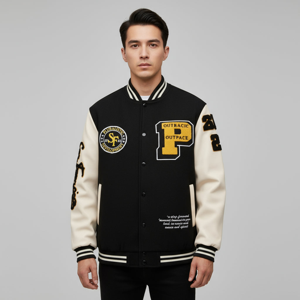 New Casual All-match Stitching Contrast Color Men's Jacket Top