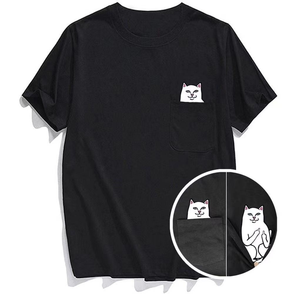 Cat Pocket Simple Short Sleeve