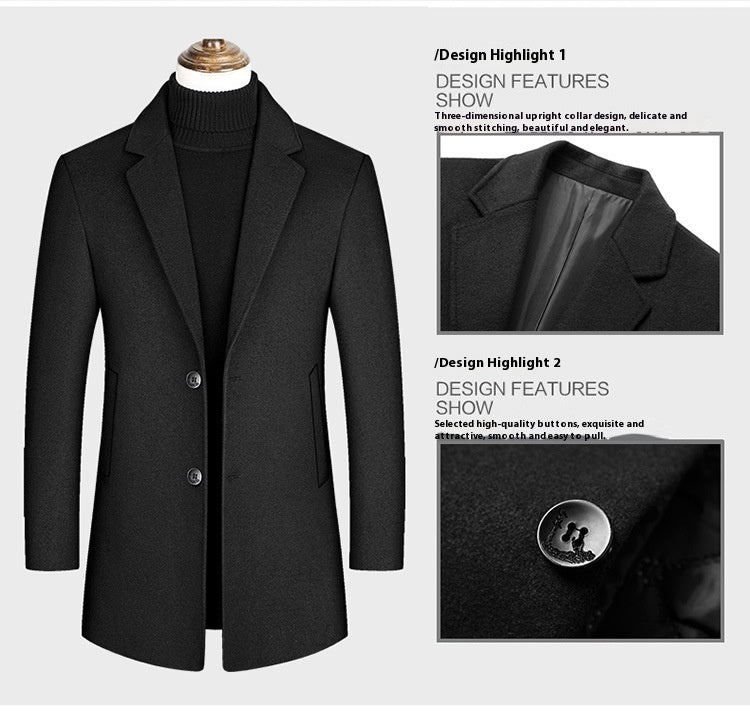 Single-breasted Woolen Coat Men's Clothing