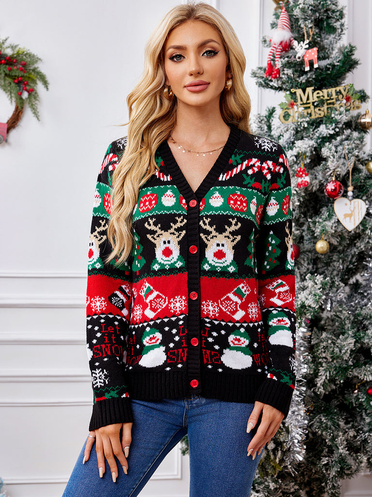 Women's Long-Sleeve Christmas Knit Cardigan – product photo