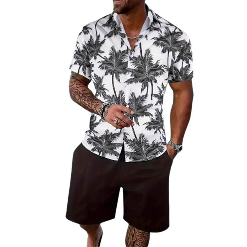 Fashion Men's Hawaii 3D Printed Short Sleeve Suit