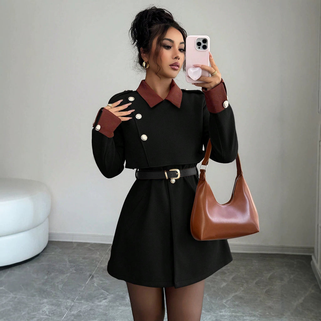 Women's Slim-Fit Lapel Wool-Look Coat - Coalboyz product image 6