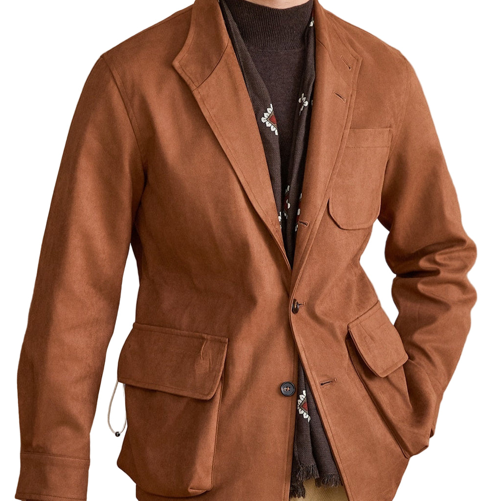 Suede Casual Lapel Jacket Commuting Slim Coat Trendy Men
