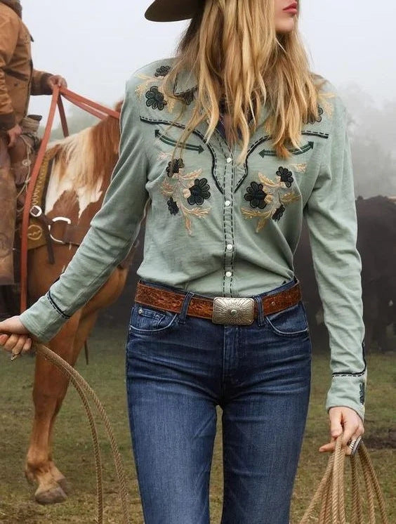 Womens Printed Crew-Neck Top