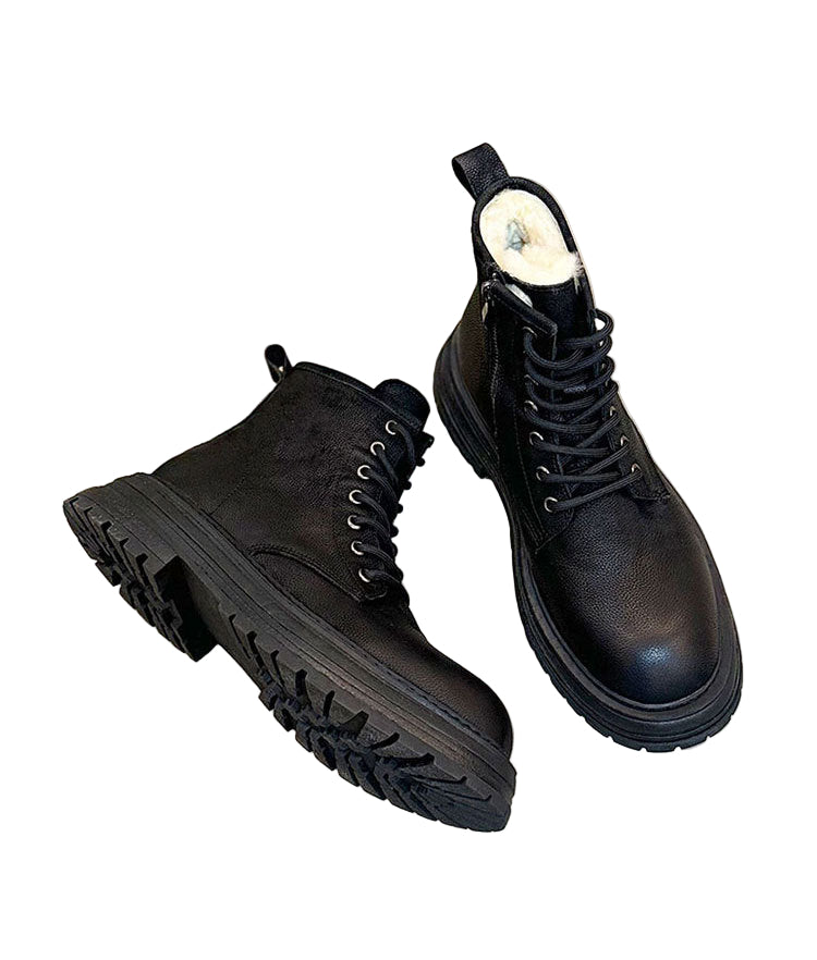 Sheepskin Fur Snow Boots Men's Thick Bottom Non-slip Dr Martens Boots
