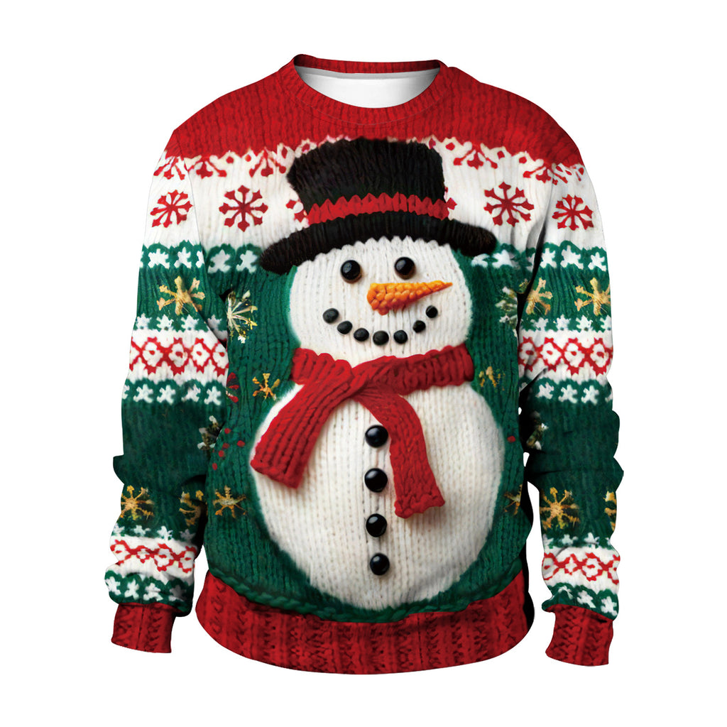 Christmas Snowman and Tree Print Crew-Neck Jumper - Coalboyz product image 5
