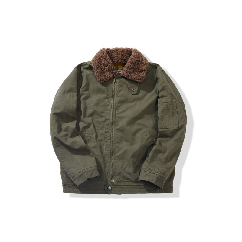 High Cashmere Fur Collar Wool Flight Jacket