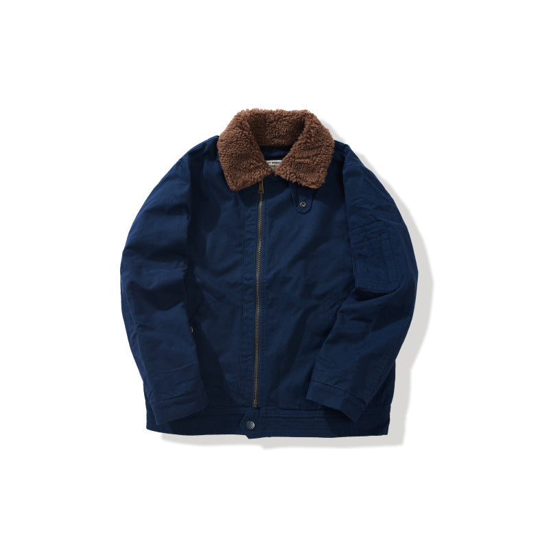 High Cashmere Fur Collar Wool Flight Jacket