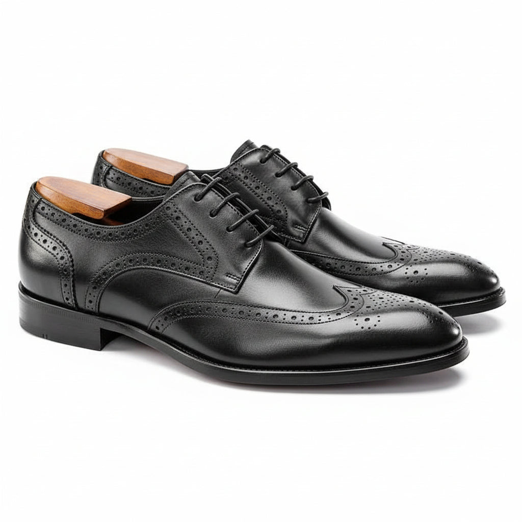 Brogue Men's Leather Pointed Handmade Leather Shoes