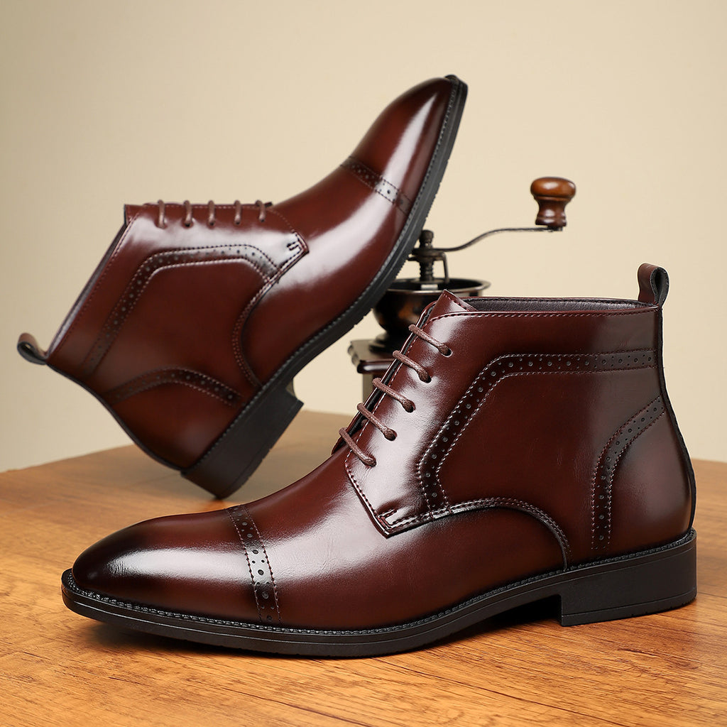 Men's Pointed-Toe Leather Dress Boots – product photo