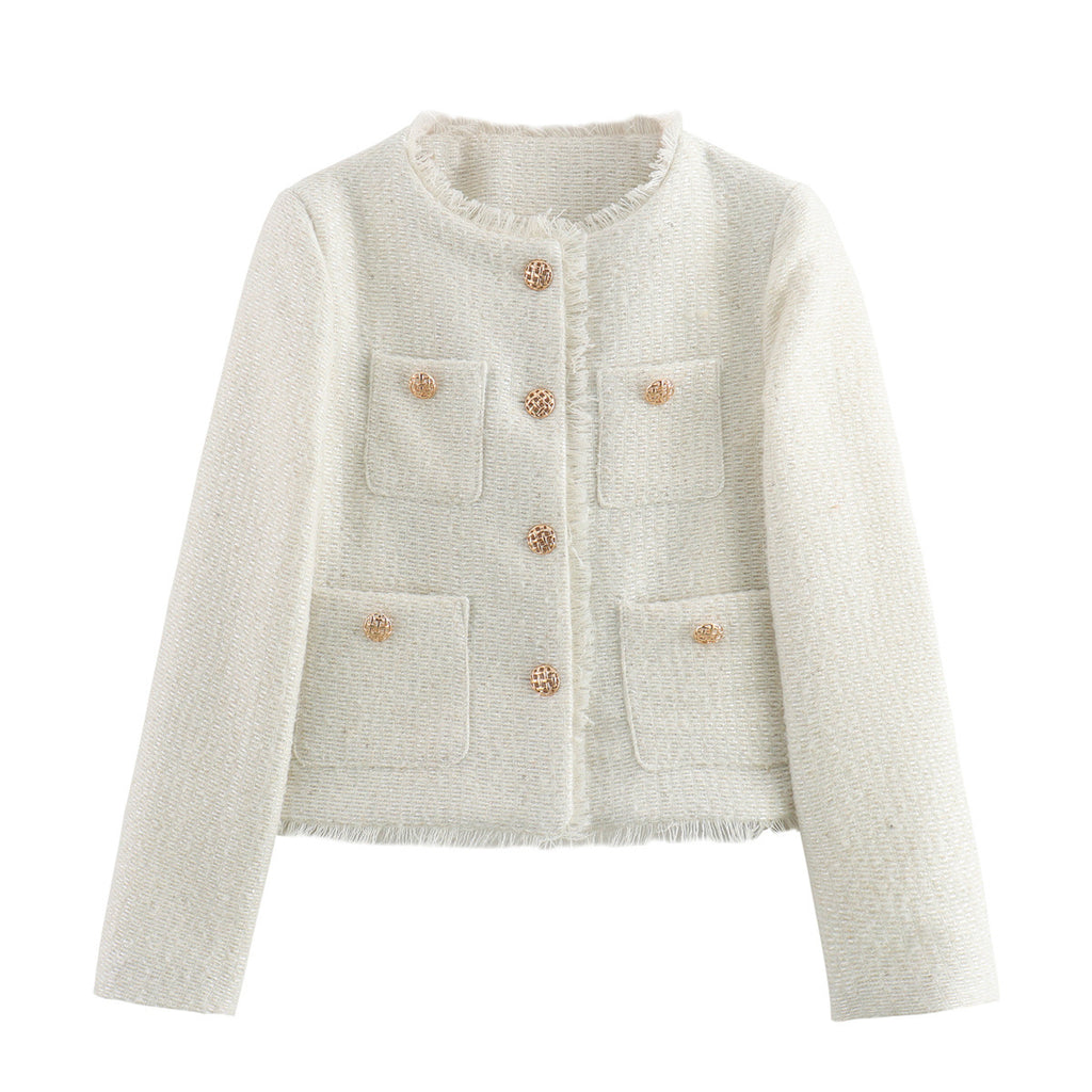 Women's Fashion Woolen Solid Color Casual Top Short Coat